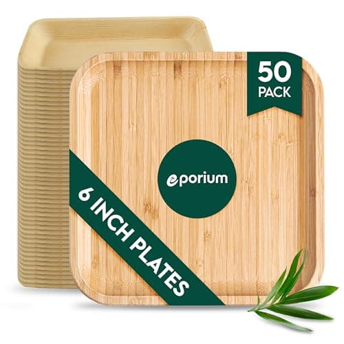 6 Inch Square Palm Leaf Plates (50-Pack) I Compostable Disposable Dinnerware | Premium Quality I Eco-Friendly Tableware Sustainable Heavy Duty like Bamboo Plates I Disposable Plates for Party